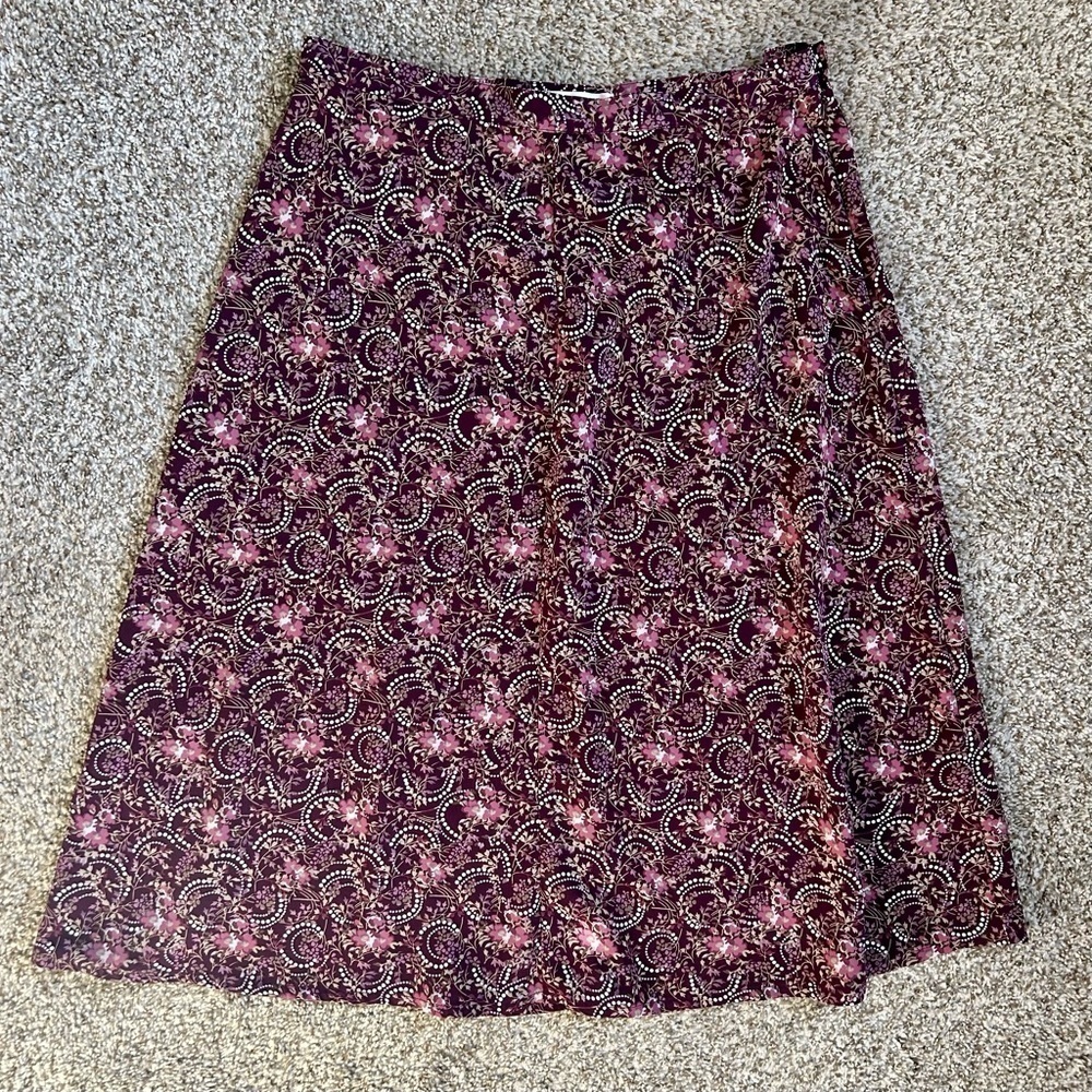 🦋 Christopher & Banks Petites Purple Floral Midi Maxi Skirt 10 10P
